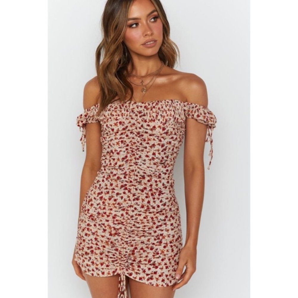 NWOT Beginning Boutique Heatwave Dress Cream Rose US 4 Small